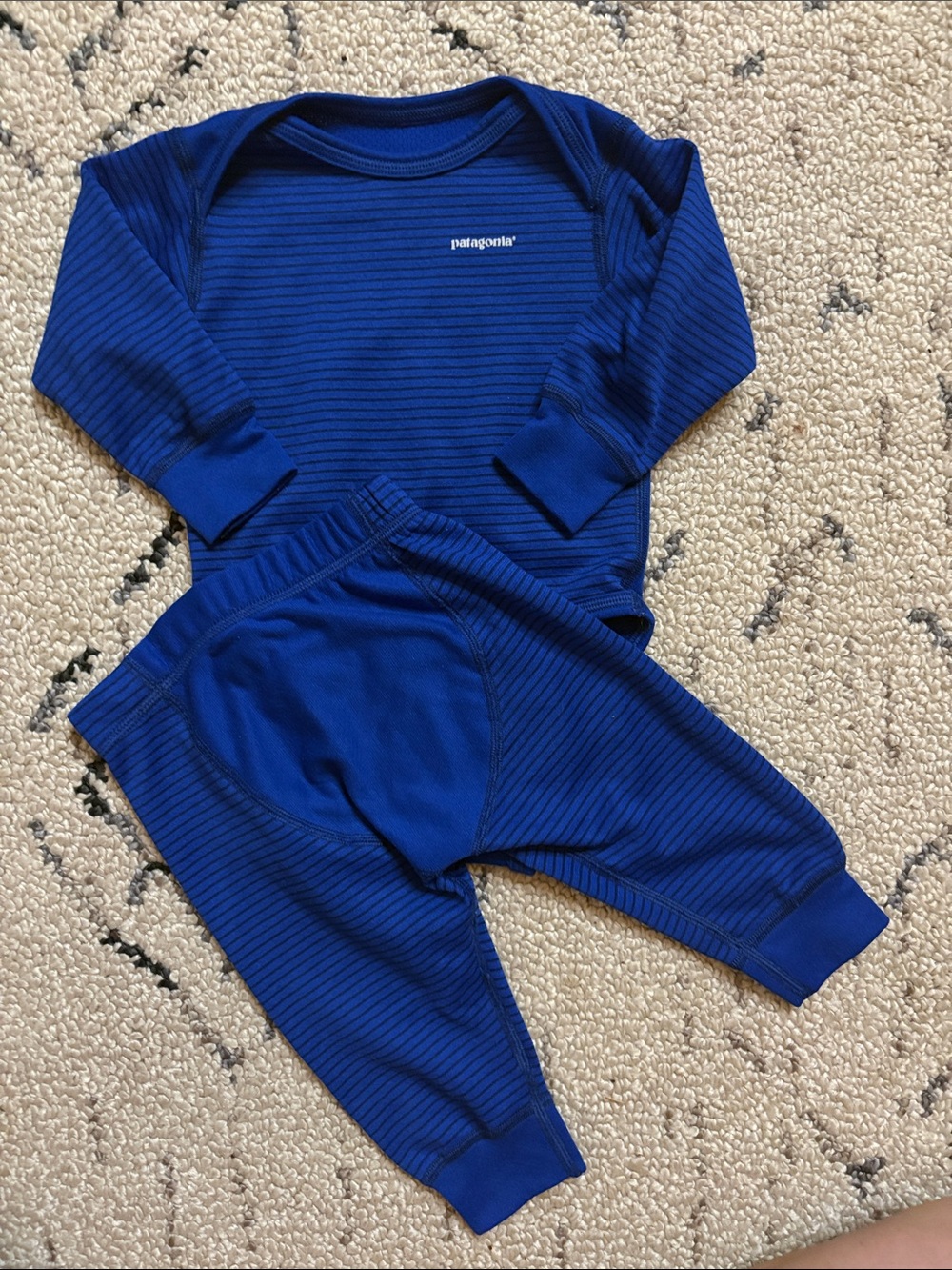 Patagonia Royal Blue Striped Long-Sleeve Kids Pajama Set